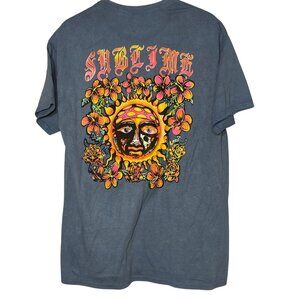 Sublime Sun Face Flowers Graphic T-Shirt Light Blue Sz MED Cotton